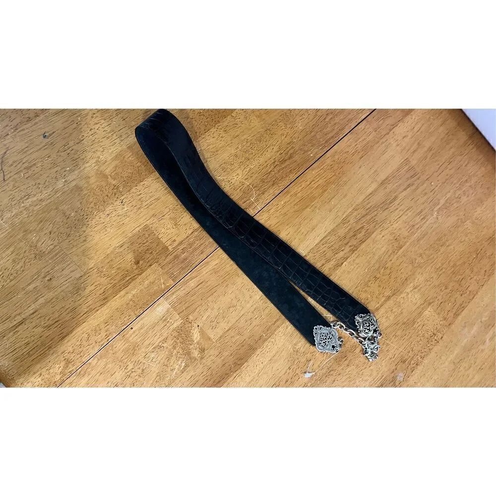 Brighton Vintage Hook Chain Black Leather Belt Size M Beautiful